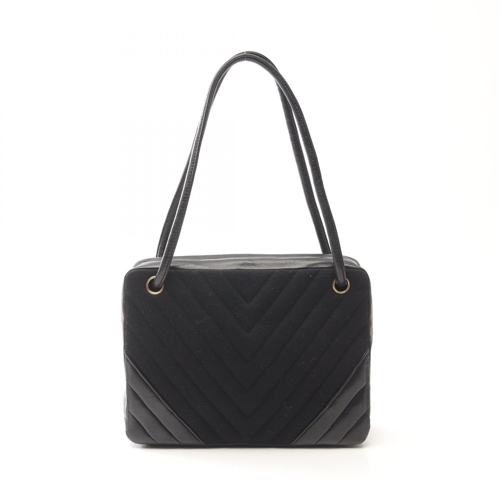 Chanel Chevron V Stitch Lambskin Cotton Jersey Shoulder Bag