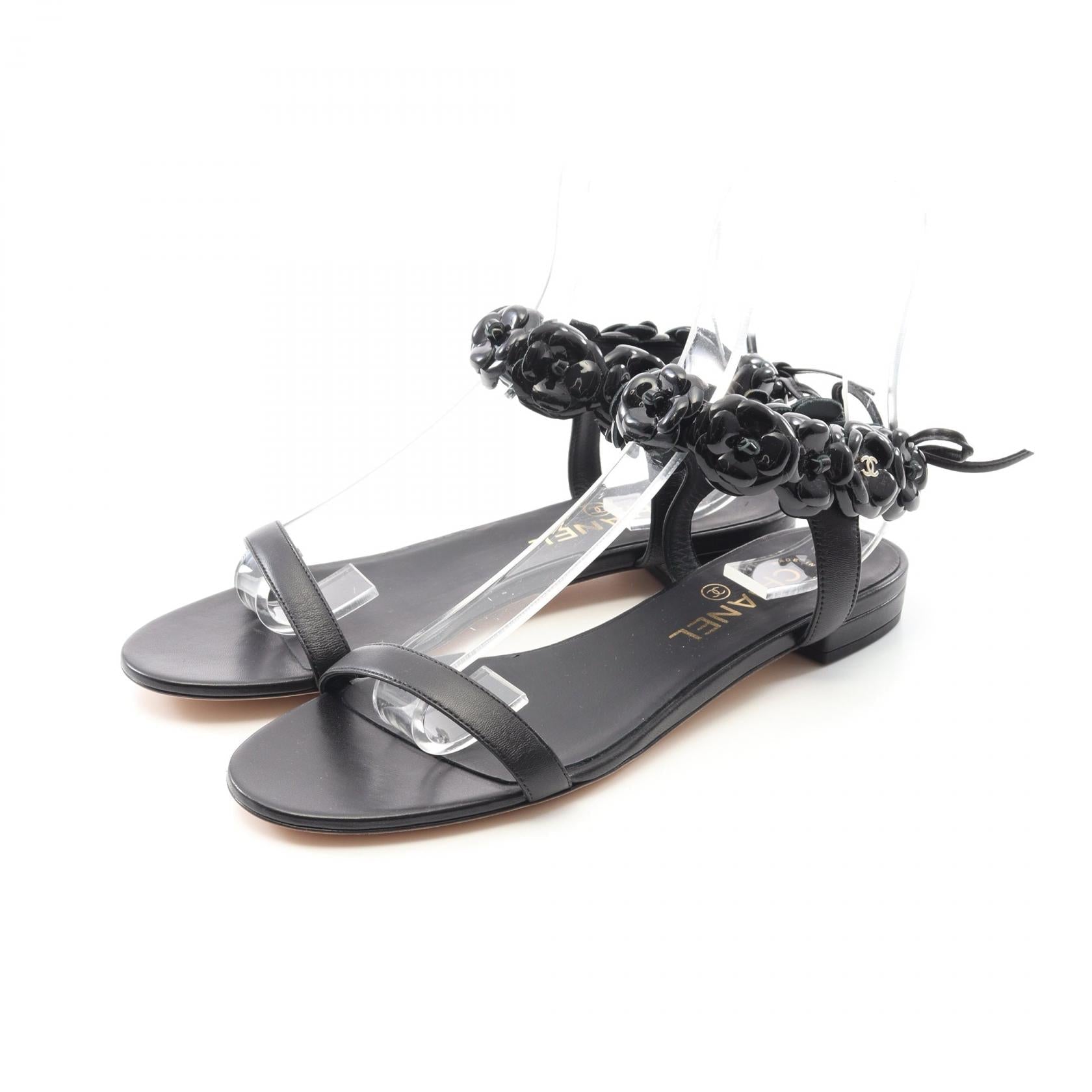 Chanel Camellia Patent Leather Sandals