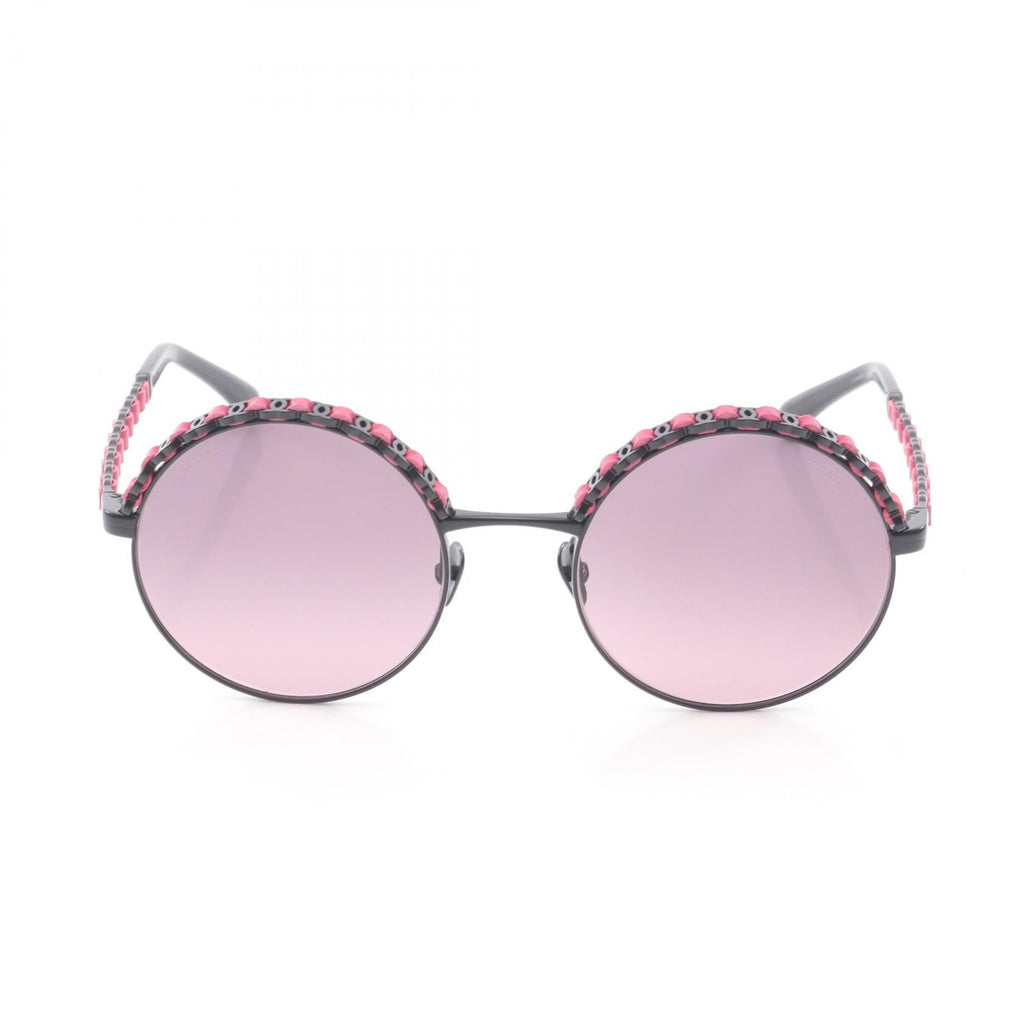Chanel Coco Mark Leather Metal Sunglasses