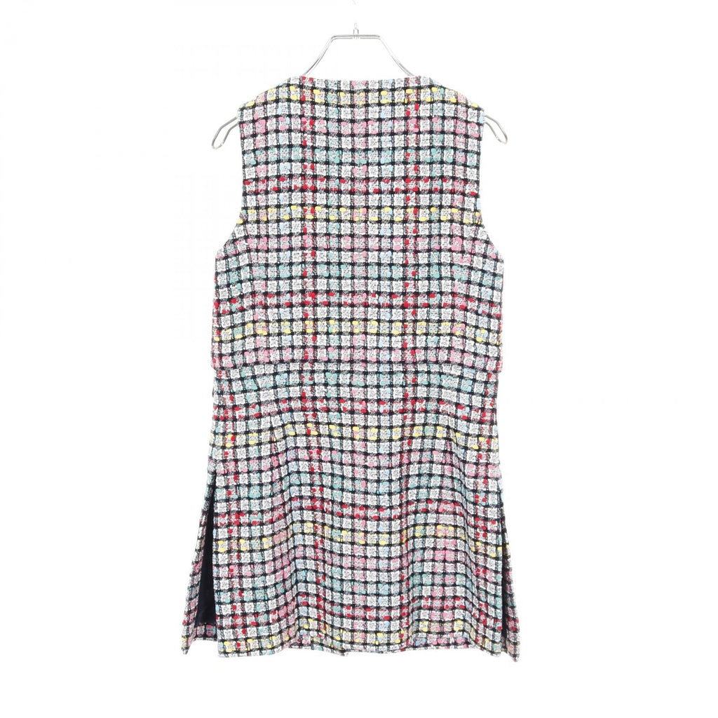 Chanel Coco Mark Button Tweed Cotton Nylon Long Gilet