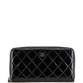 Chanel Coco Mark Matelassé Patent Leather Long Wallet