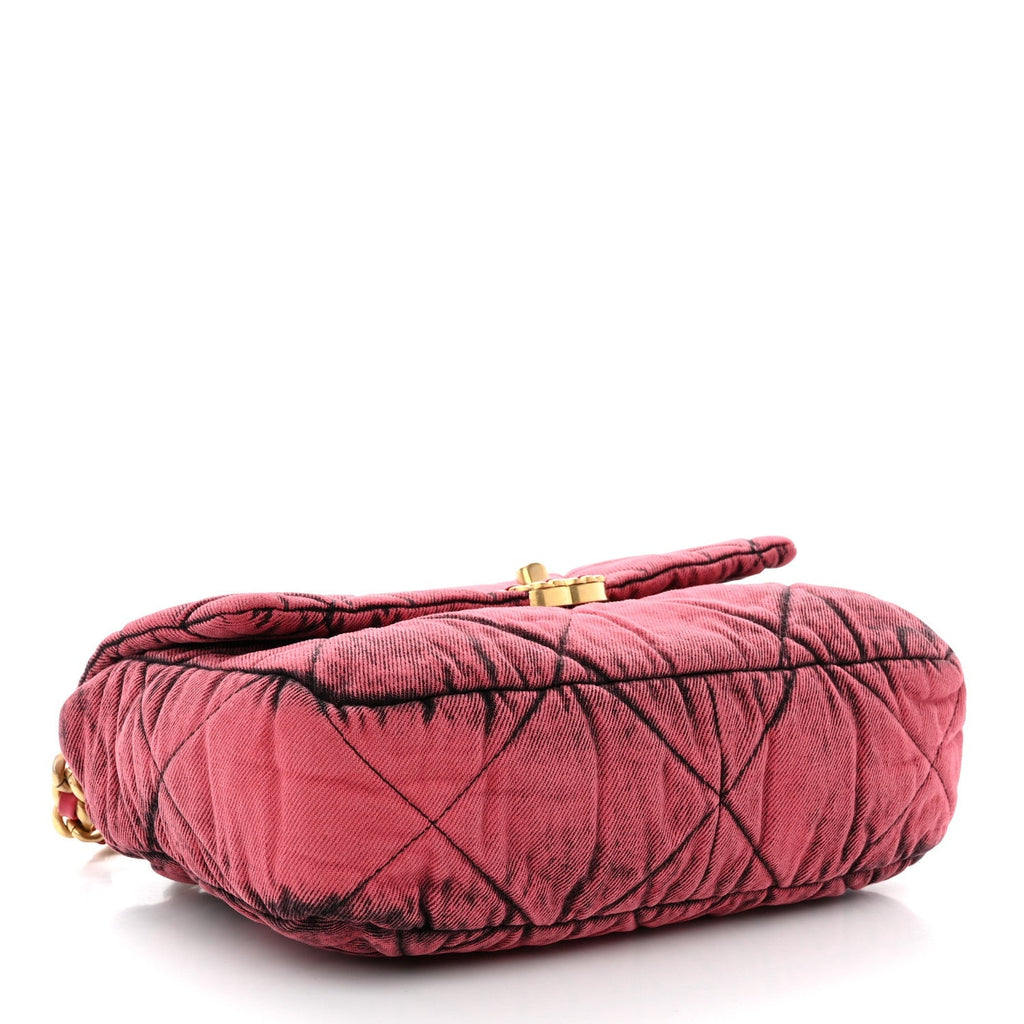 Washed Denim Quilted Medium Chanel 19 Flap Pink