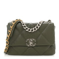 Lambskin Quilted Medium Chanel 19 Flap Khaki
