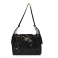 Shiny Crumpled Calfskin Quilted Small Chanel 25 Handbag Black