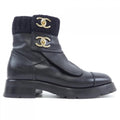 Chanel G45282B14454 Calfskin Knit Metal Boots