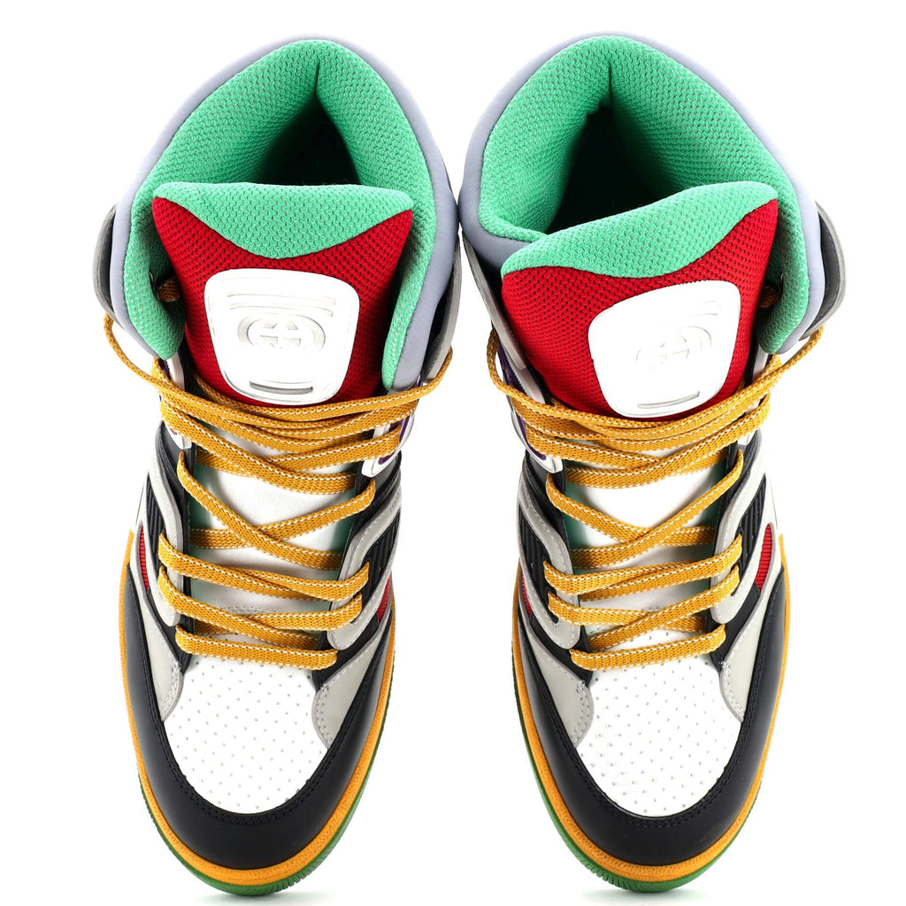 Men's Gucci Basket High-Top Sneakers Demetra with Mixed Fabrics and Rubber