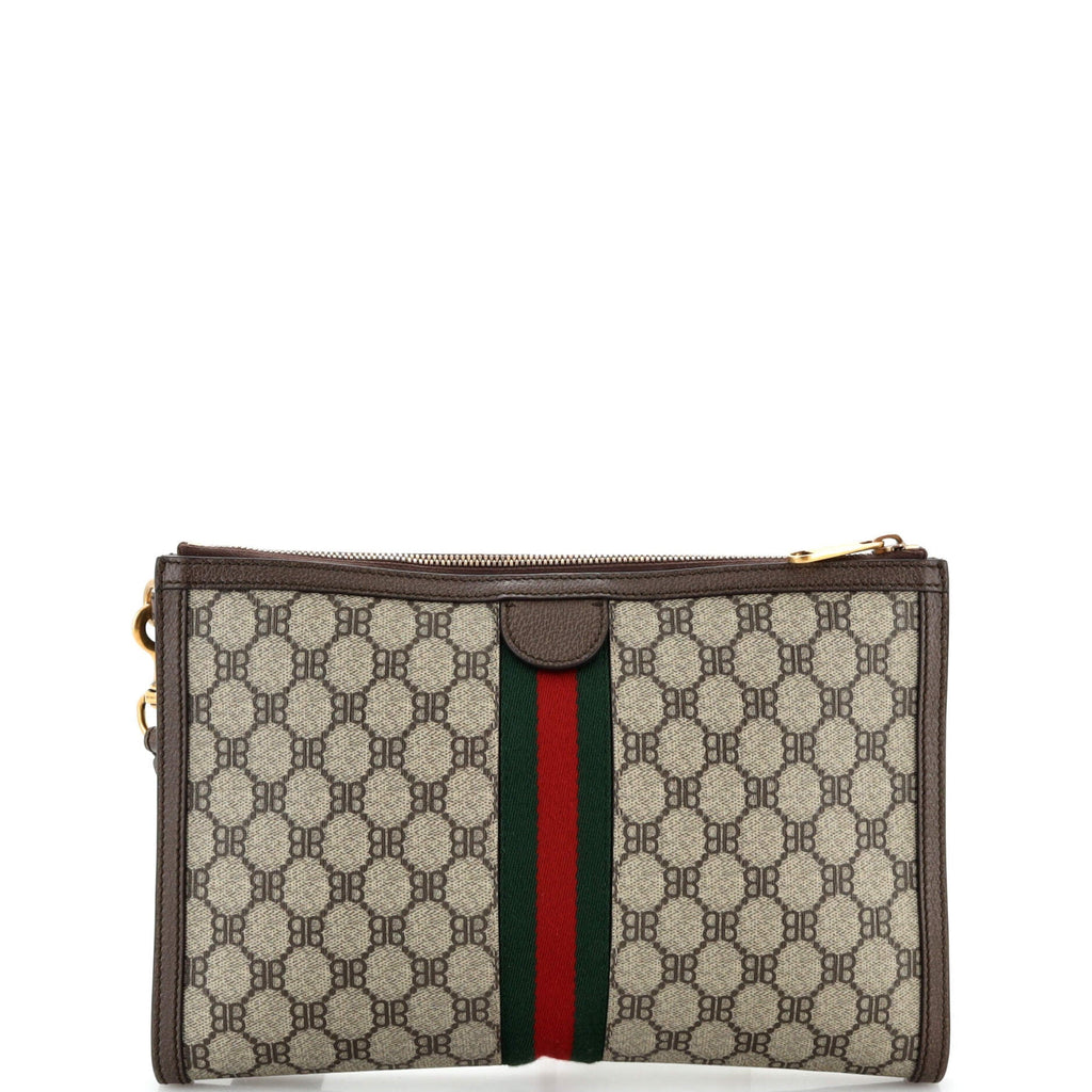 x Gucci The Hacker Project Web Wristlet Clutch BB Coated Canvas