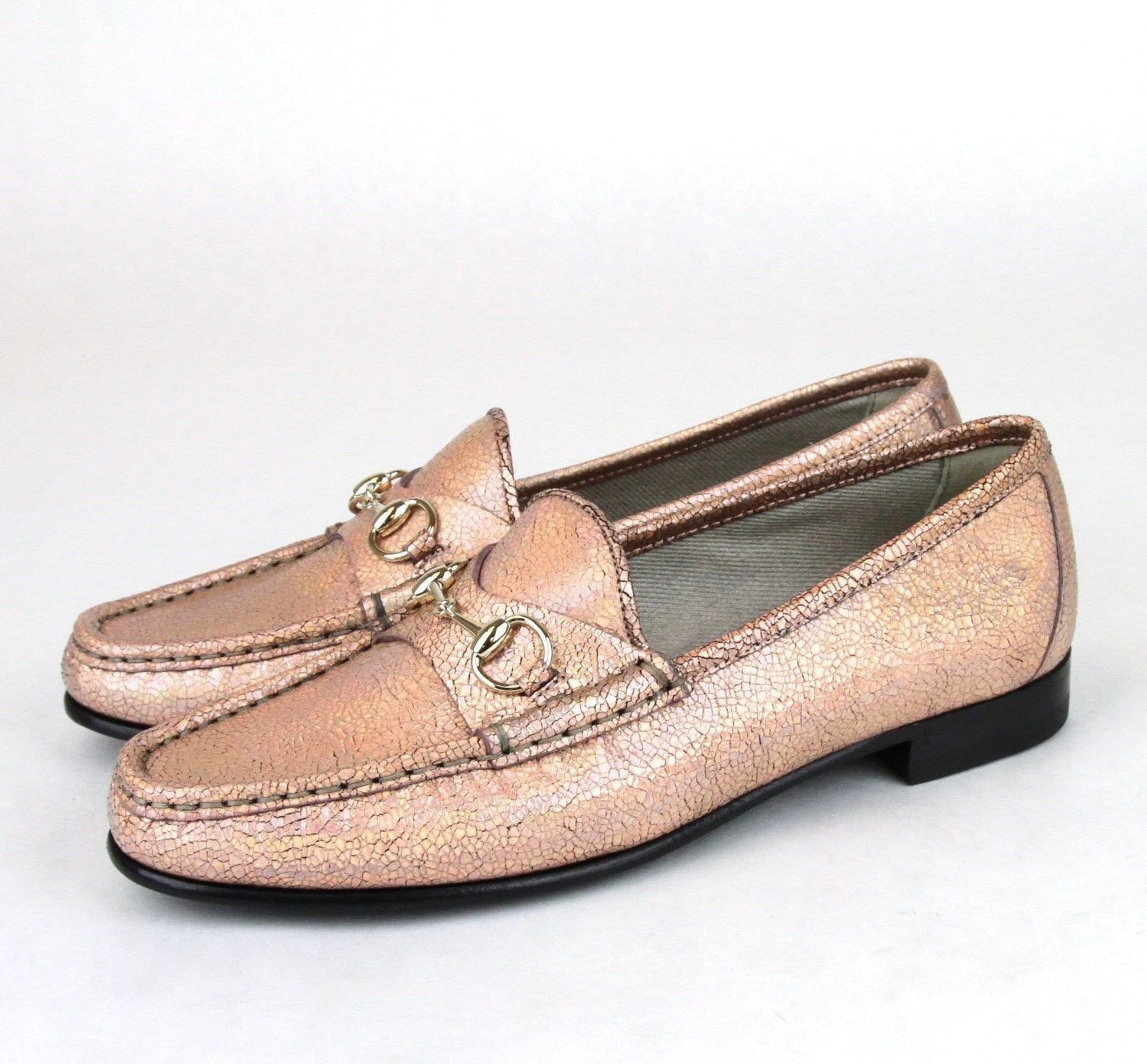 Gucci Salmon Crackled Leather Shoe