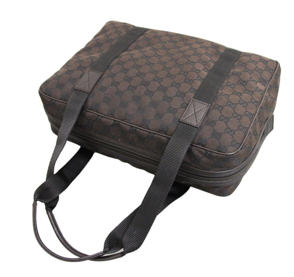 Gucci 282529 Unisex Brown Canvas Shoulder Laptop Bag Tote Handbag - Final Call