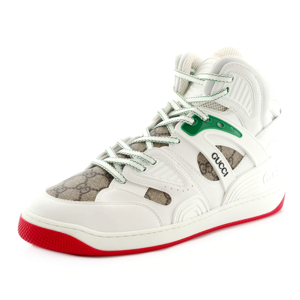 Men's Gucci Basket High-Top Sneakers GG Coated Canvas and Demetra
