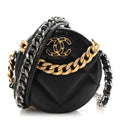 Lambskin Quilted Chanel 19 Round Clutch With Chain Black