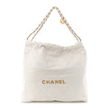 Shiny Calfskin Quilted Small Chanel 22  White