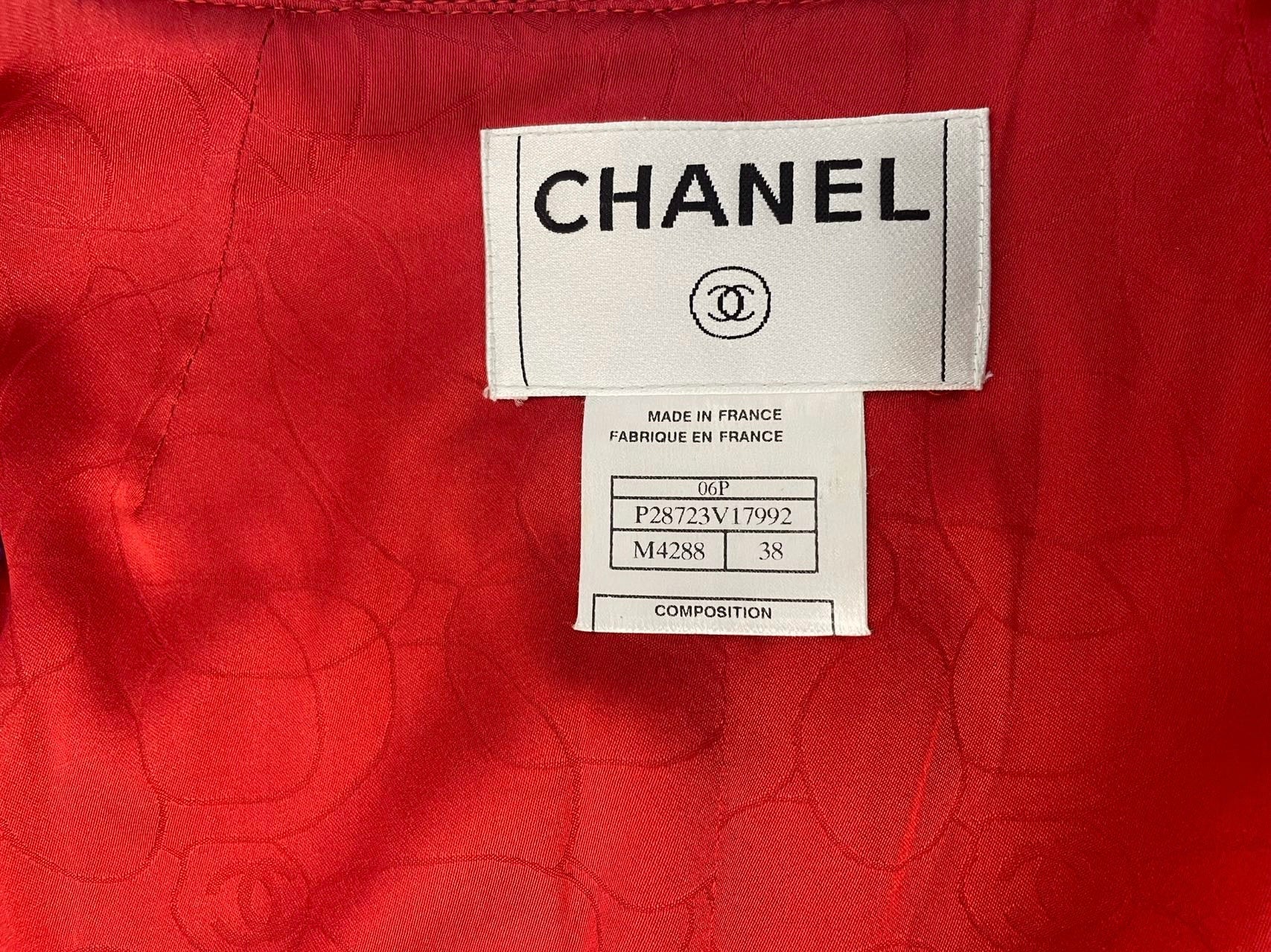 Chanel Red Tweed Evening Jacket FR 38
