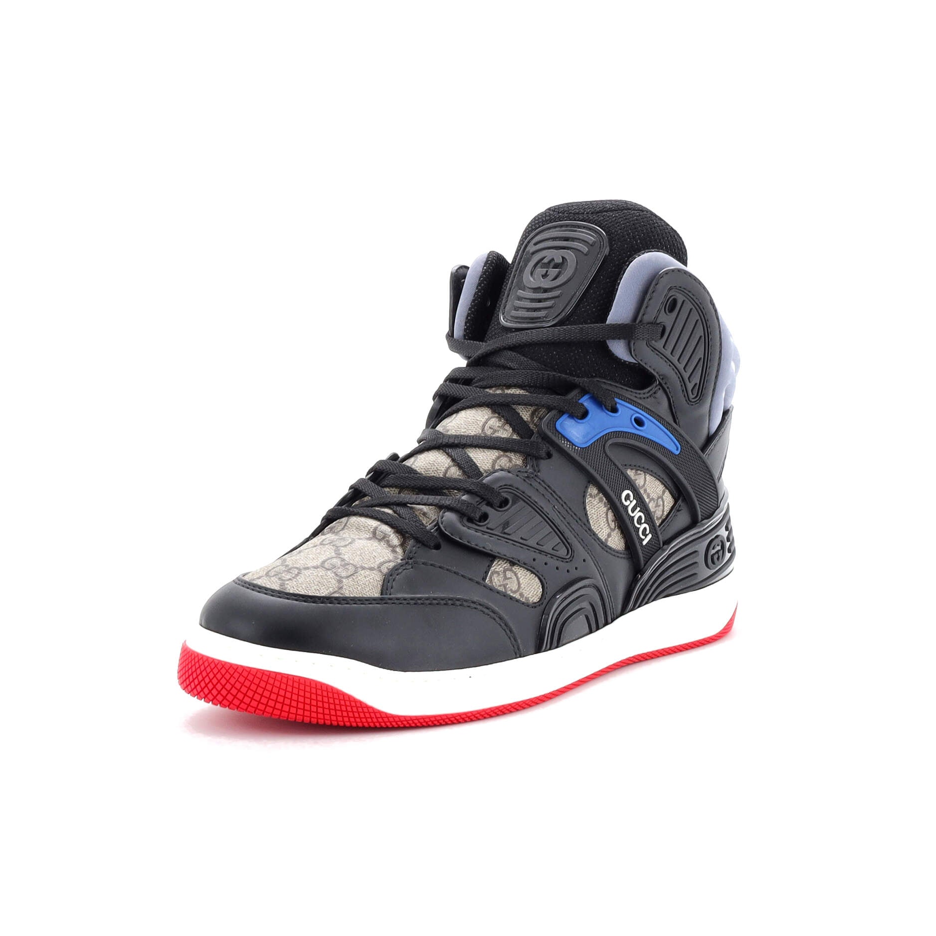 Men's Gucci Basket High-Top Sneakers GG Coated Canvas and Demetra