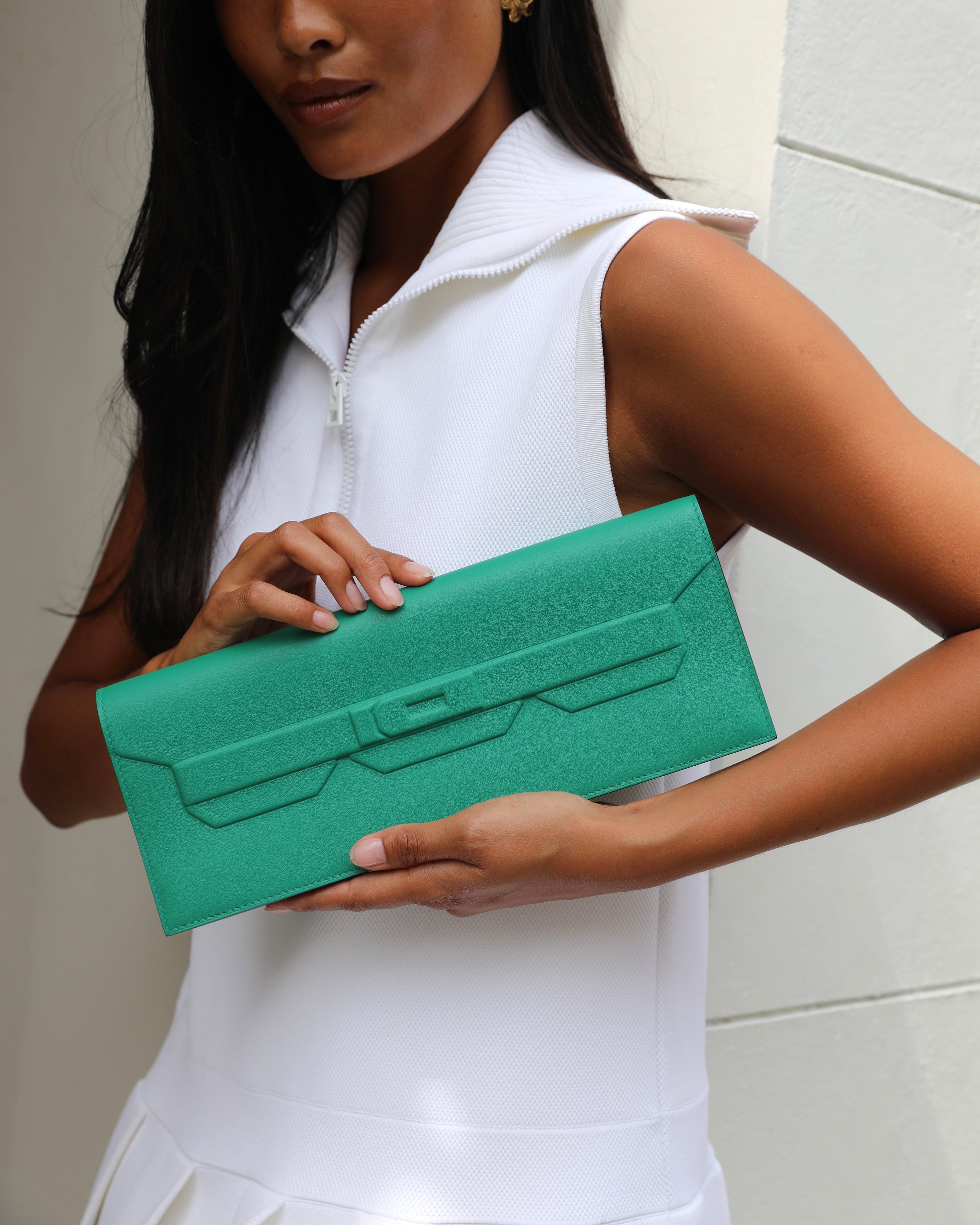 *FIRE PRICE* Hermès Birkin Cut Shadow Bag In Vert Vertigo Swift Leather