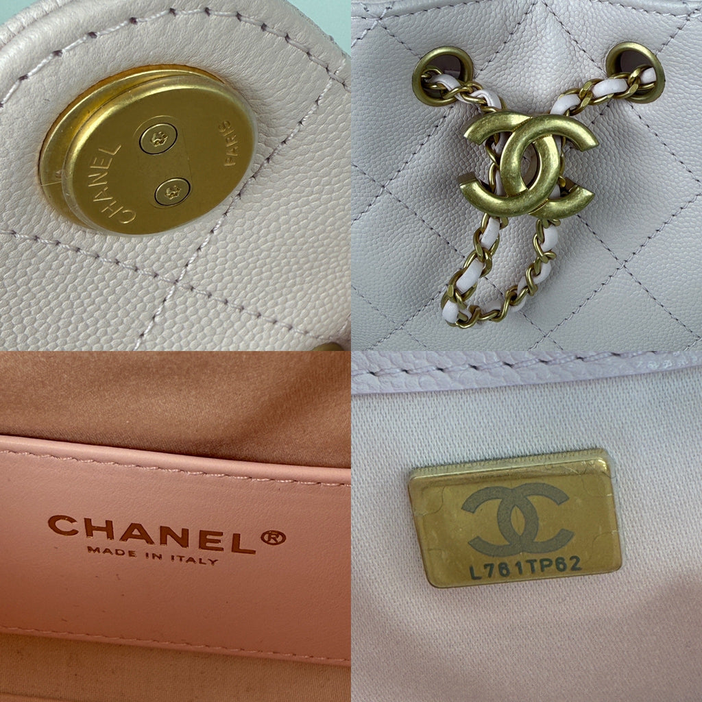 New CHANEL 25 Mini Pink Quilted Caviar Leather Shoulder Bag