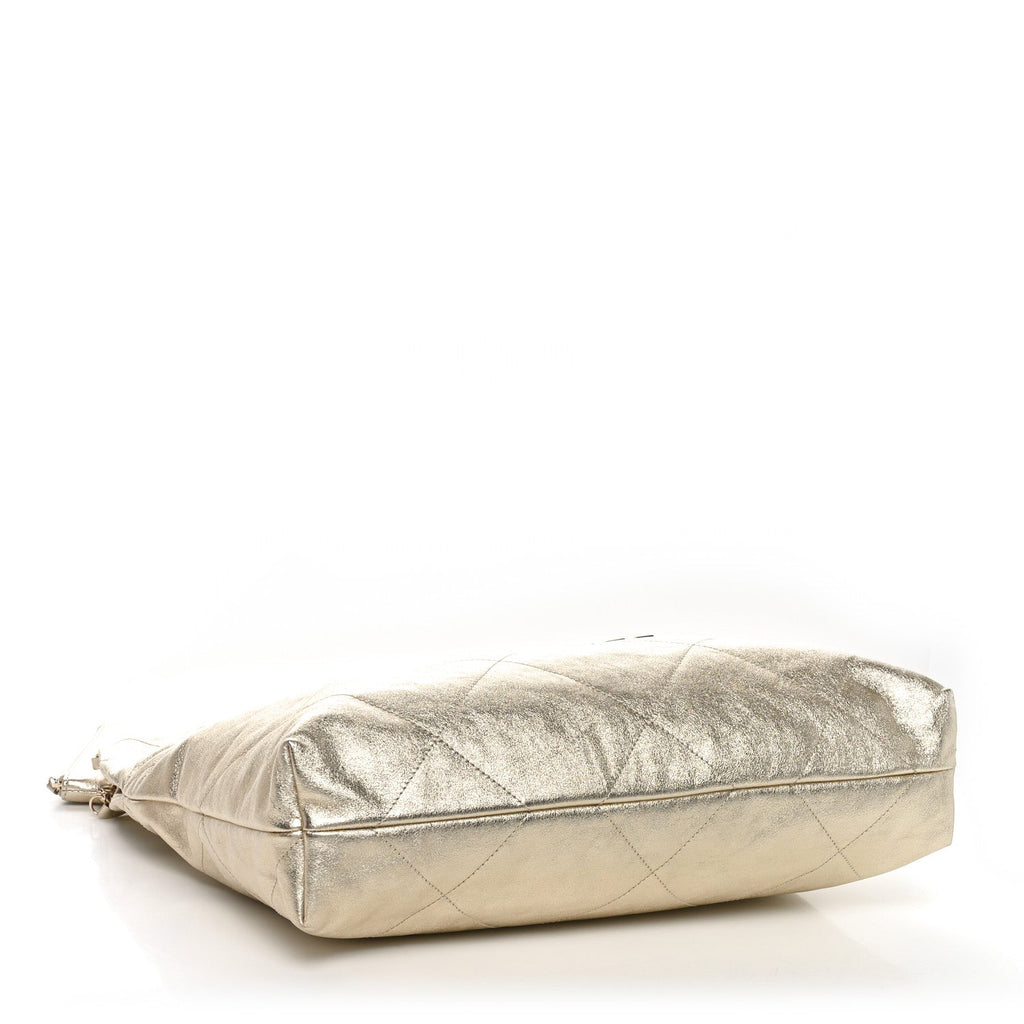 Metallic Calfskin Quilted Chanel 22 Golden