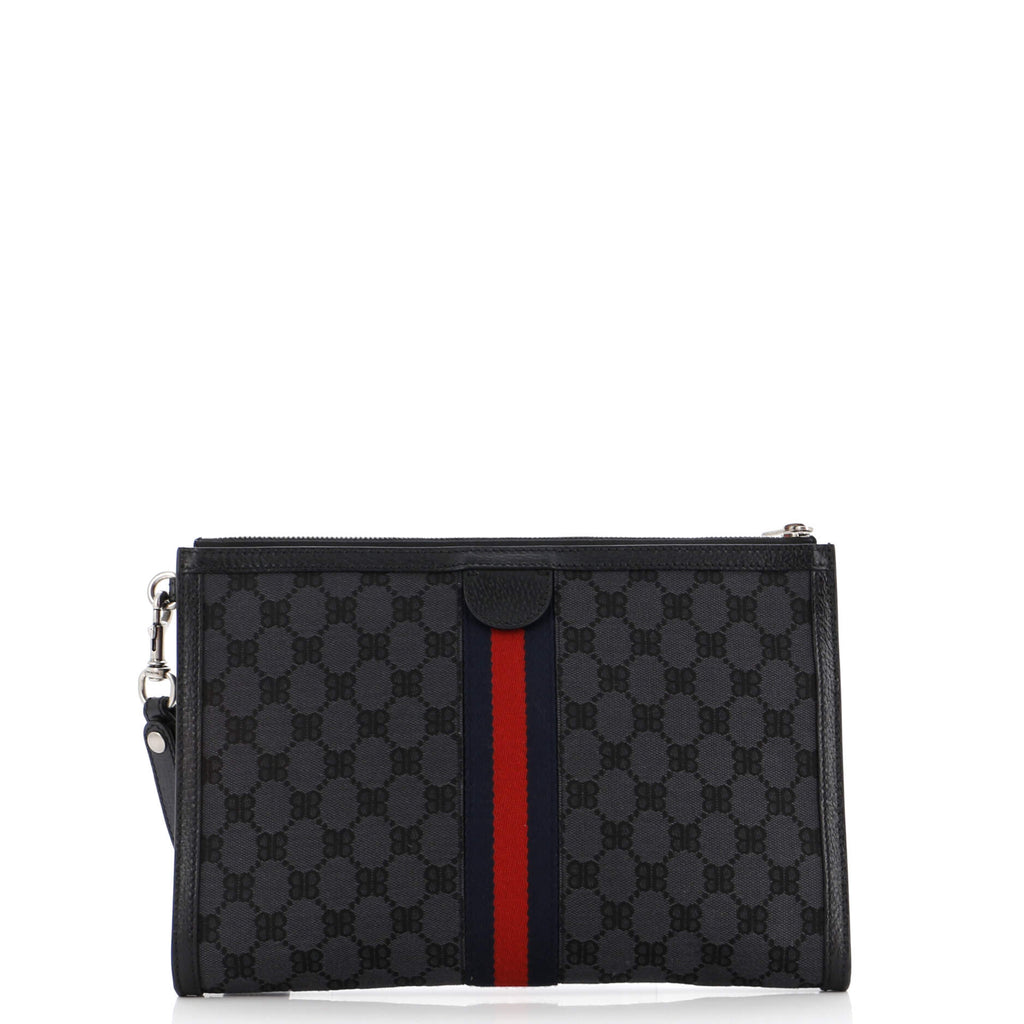 x Gucci The Hacker Project Web Wristlet Clutch BB Canvas