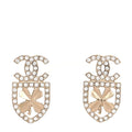 Crystal CC Sergeant Chanel Earrings Gold