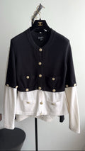 Chanel 22C Black and Off-White Cashmere 4 in 1 igan - FR38 / S