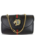 GUCCI Rajah Small Web Leather Shoulder Bag Black 570145 - 25% OFF