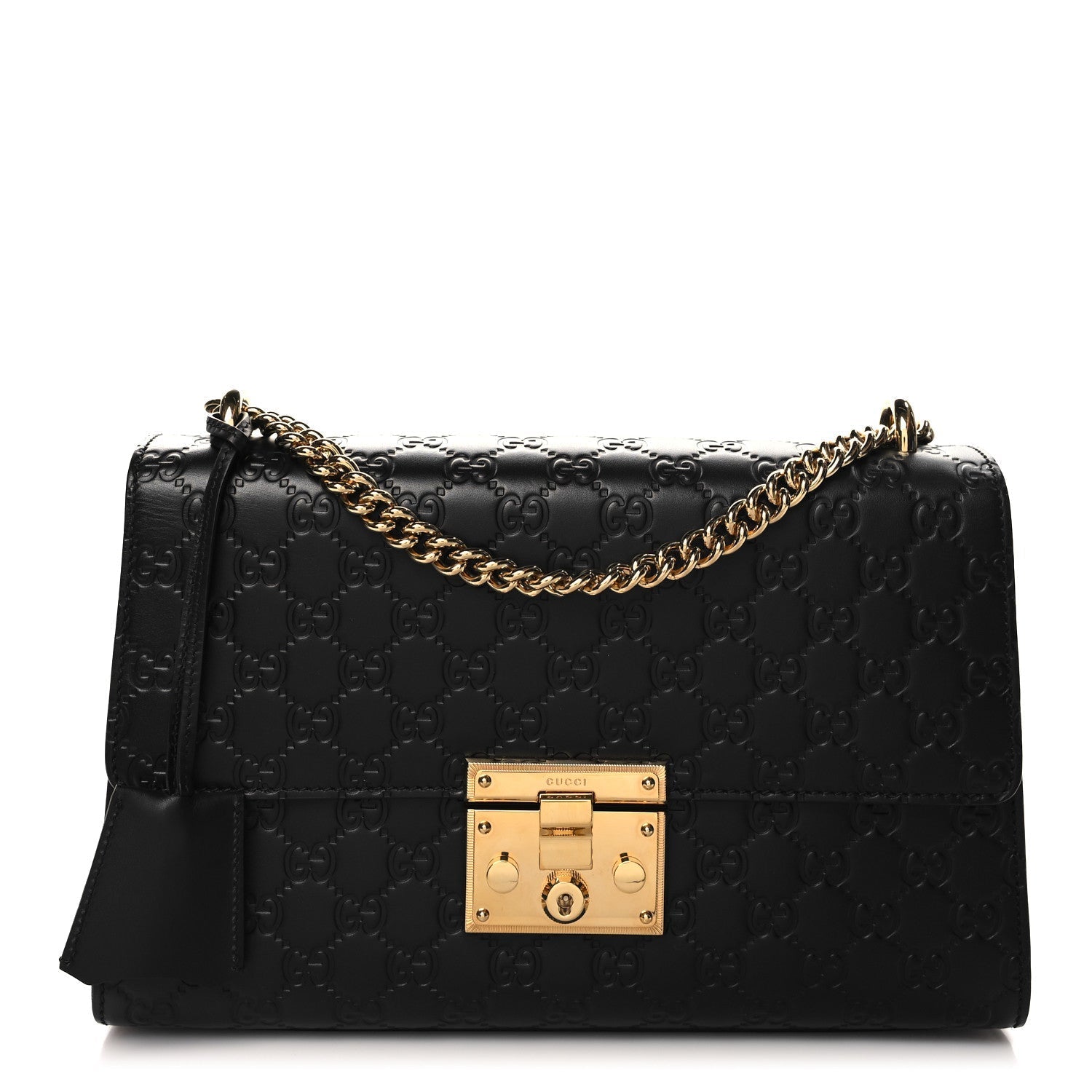 Guccissima Medium Padlock Shoulder Bag Black