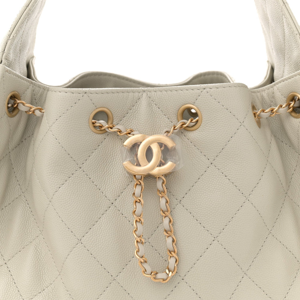 Caviar Quilted Small Chanel 25 Handbag Light Grey