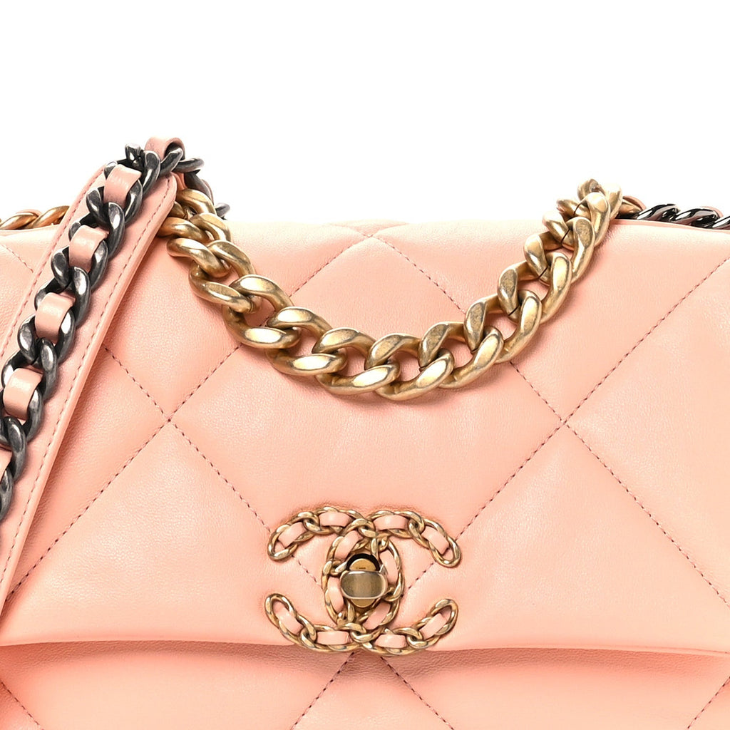 Lambskin Quilted Medium Chanel 19 Flap Light Pink
