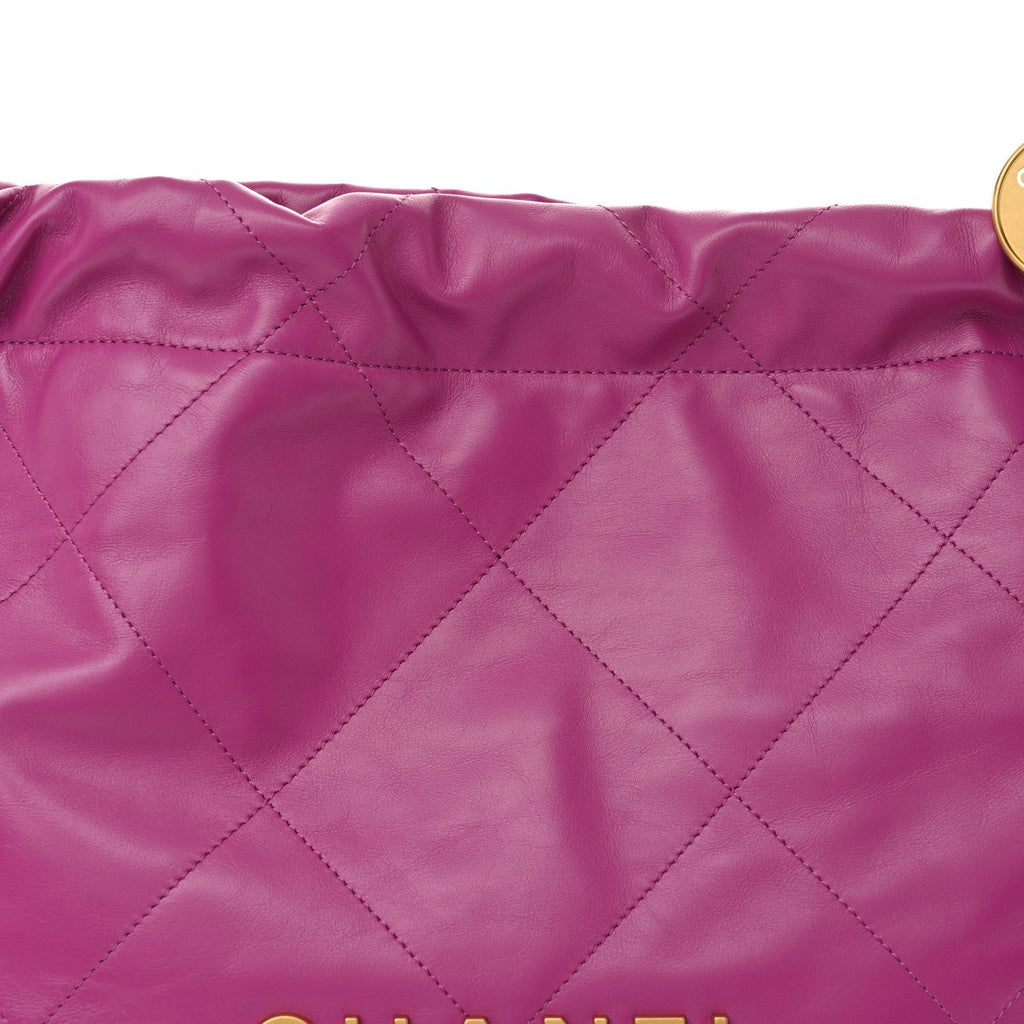 Shiny Calfskin Quilted Small Chanel 22 Purple