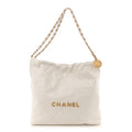 Shiny Calfskin Quilted Small Chanel 22 White