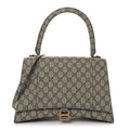 X GUCCI GG Supreme Monogram Medium Hourglass Top Handle Bag Beige Ebony