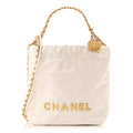 Shiny Calfskin Quilted Mini Chanel 22 White