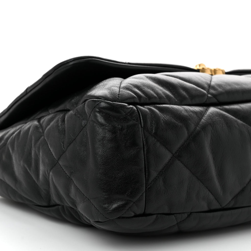 Goatskin Quilted Maxi Chanel 19 Flap Black