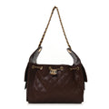 Caviar Quilted Small Chanel 25 Handbag Dark Brown