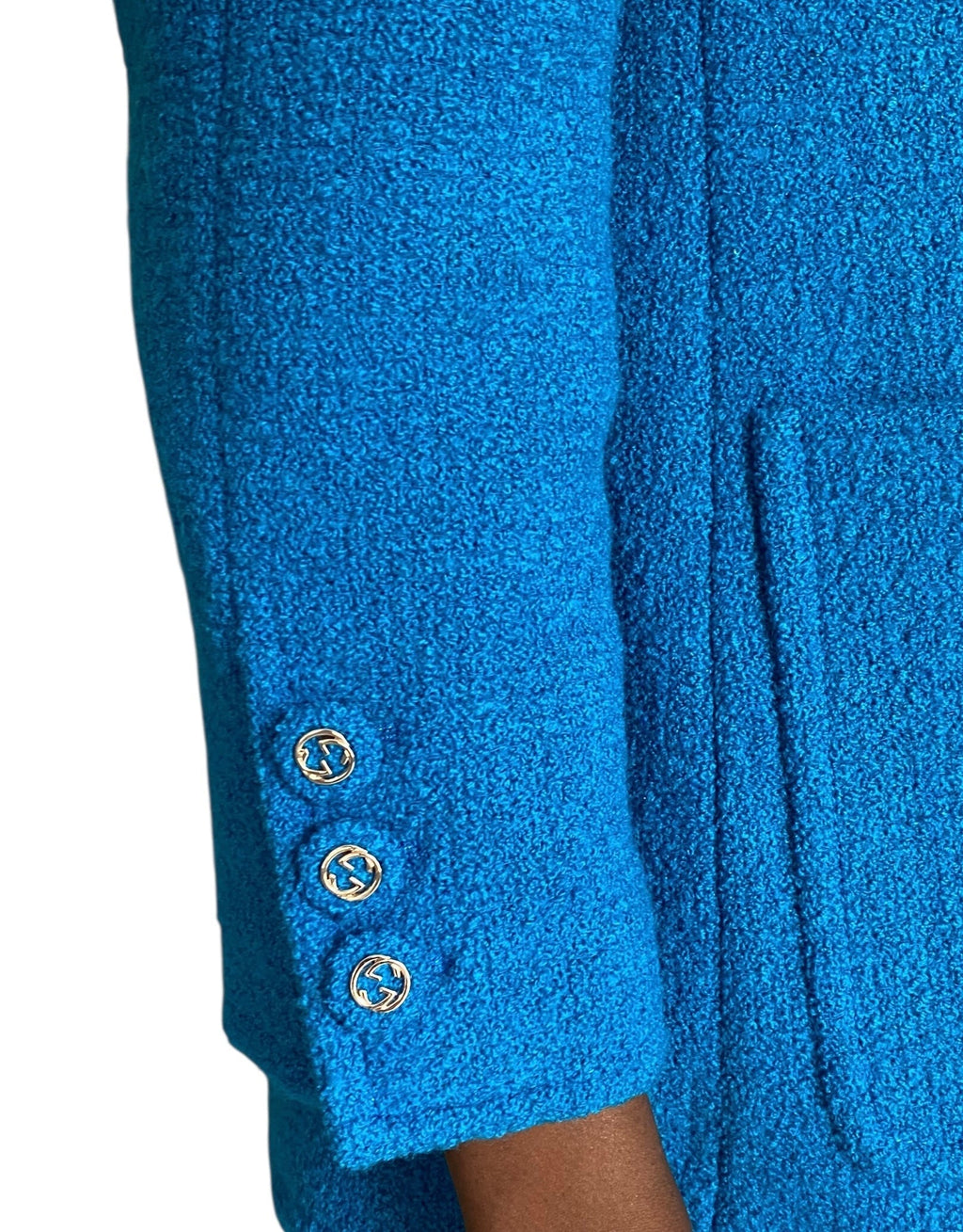 Gucci Blue 2025 Wool GG Button Coat - IT 42 / US 6