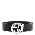 Guccissima Signature Interlocking G Reversible 37mm Belt 85 34 Black Cocoa