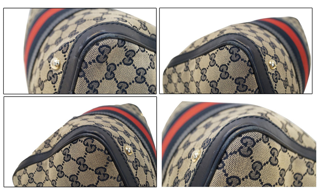 GUCCI Vintage Web Medium Original GG Boston Bag with Signature Web
