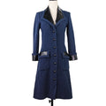 Chanel P53436 Tweed Leather Long Coat