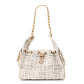 Tweed Quilted Small Chanel 25 Handbag Ecru Khaki Gold Red