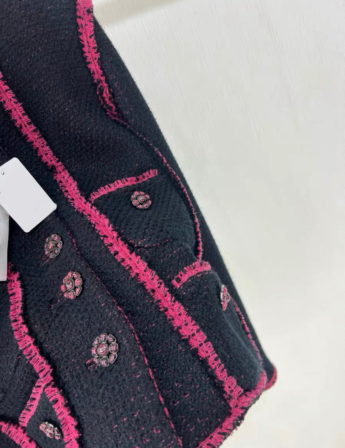 Chanel 2022 black and pink tweed jacket brand new with tags size 36