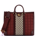 Ophidia Convertible Open Tote GG Coated Canvas and Quilted Microguccissima Canvas with Leather Large