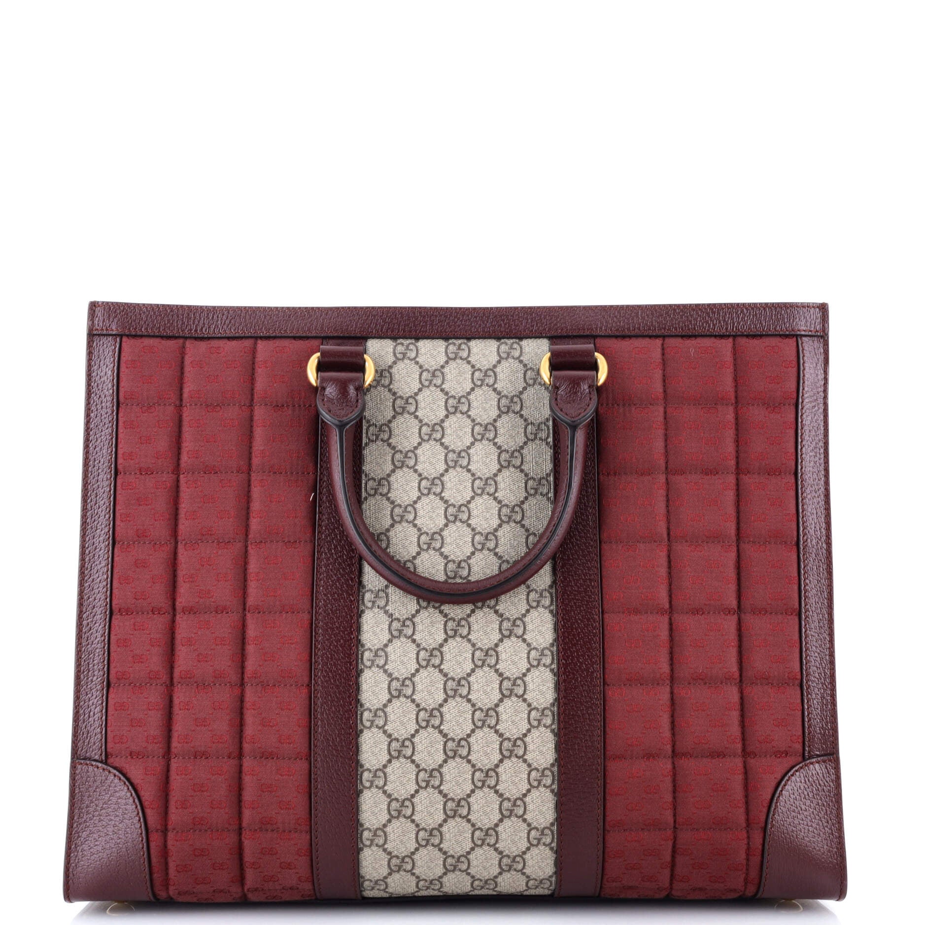 Ophidia Convertible Open Tote GG Coated Canvas and Quilted Microguccissima Canvas with Leather Large
