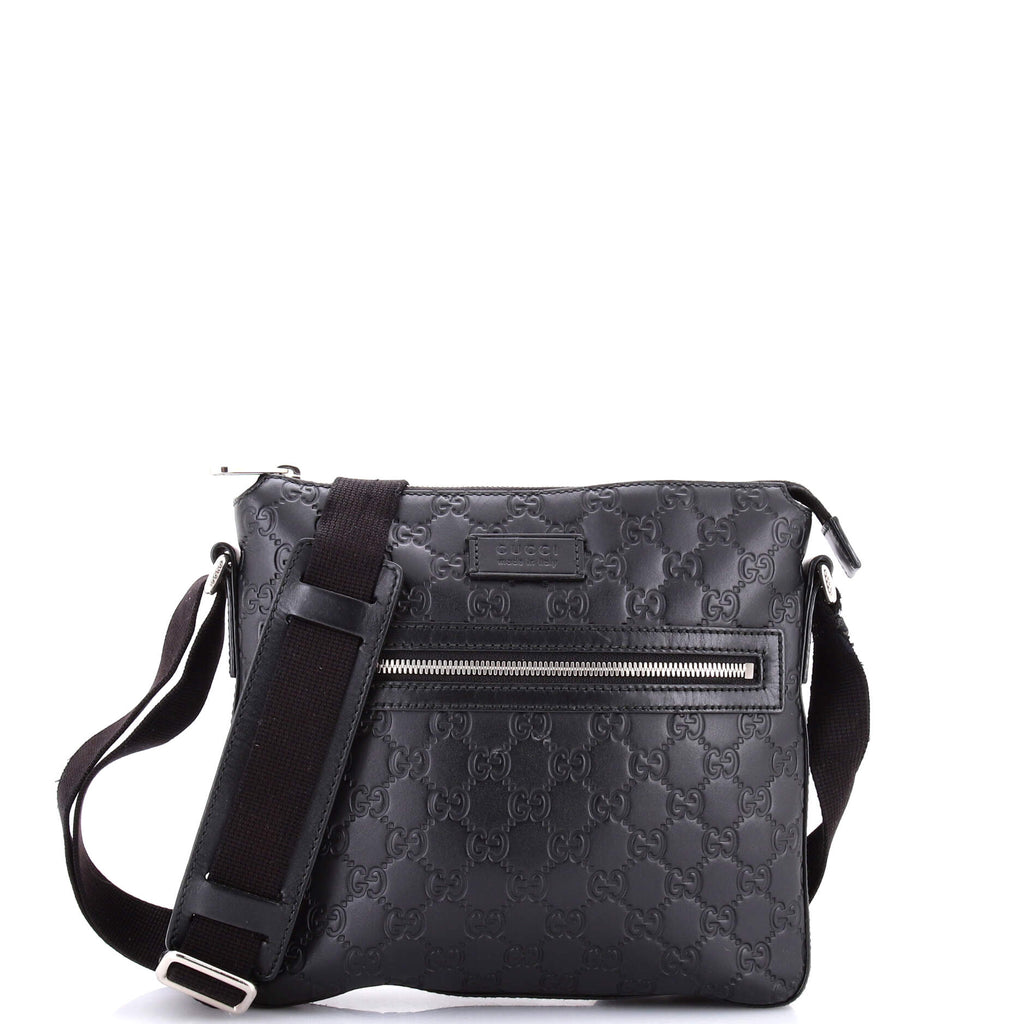 Signature Zip Messenger Bag Guccissima Leather Small