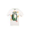 Gucci Size XS GG Logo/Cat/Star Embroidered T-shirt Cotton White/Multicolour