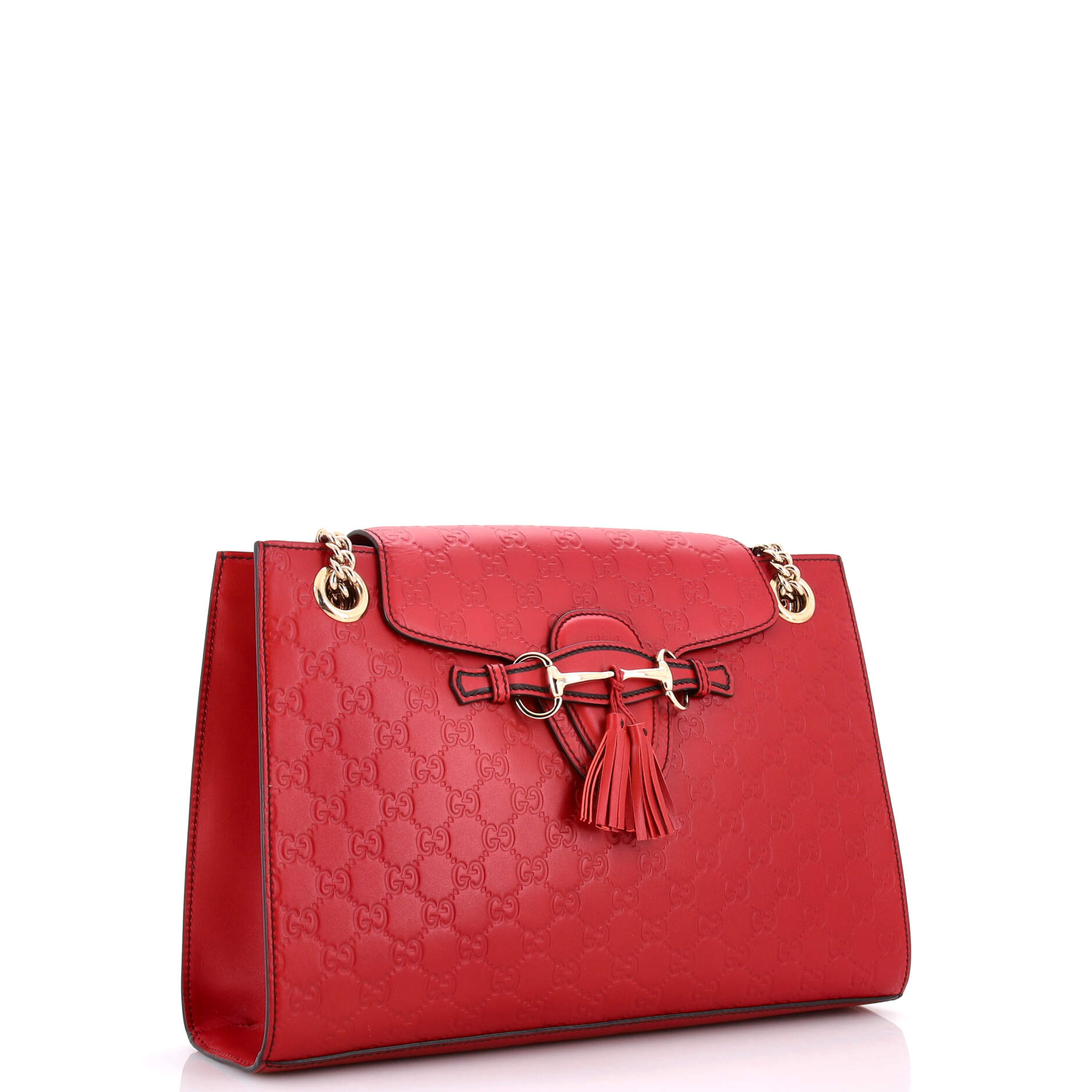 Emily Chain Flap Shoulder Bag Guccissima Leather Large