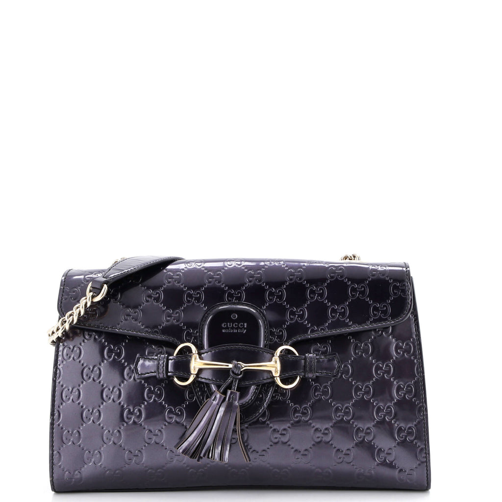 Emily Chain Flap Bag Guccissima Patent Medium