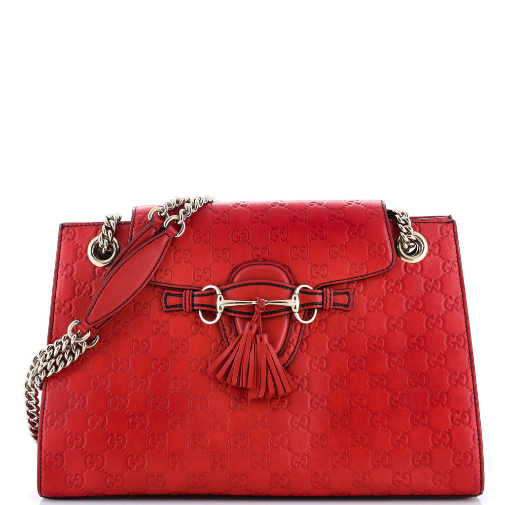 Emily Chain Flap Shoulder Bag Guccissima Leather Large