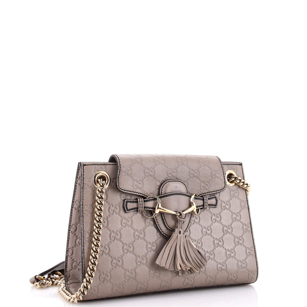 Emily Chain Flap Shoulder Bag Guccissima Leather Small