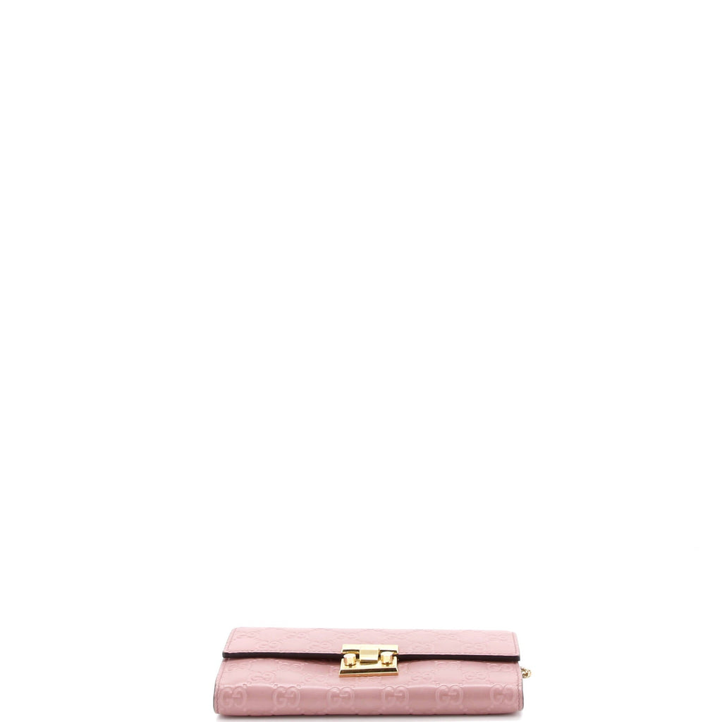 Padlock Continental Chain Wallet Guccissima Leather Long
