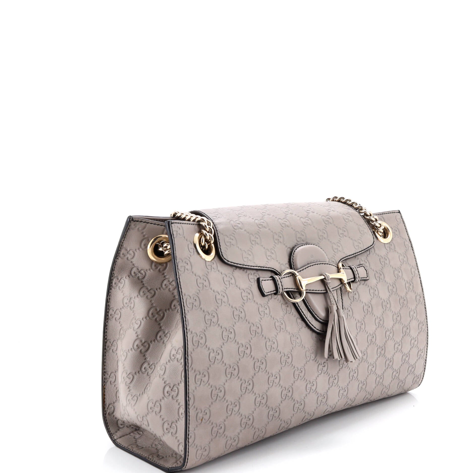 Emily Chain Flap Shoulder Bag Guccissima Leather Large